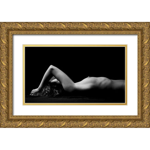 2 Stripes Gold Ornate Wood Framed Art Print with Double Matting by Bosogea-Tudor, Ileana