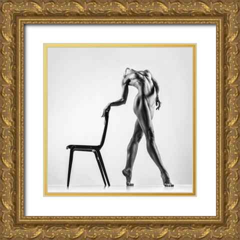 Dancing With The Chair Gold Ornate Wood Framed Art Print with Double Matting by Valevicius, Aurimas