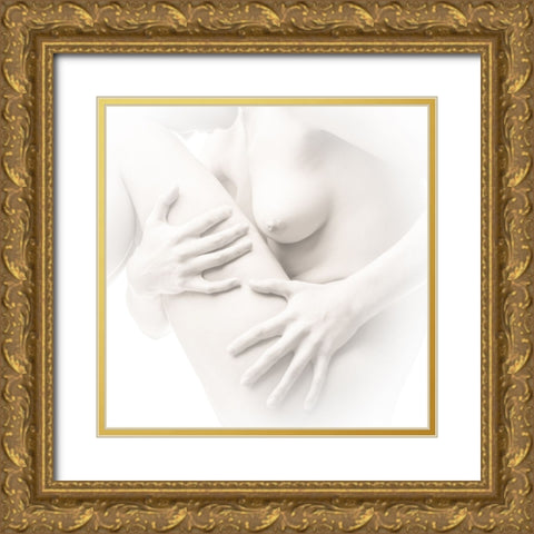 milky white Gold Ornate Wood Framed Art Print with Double Matting by Valevicius, Aurimas