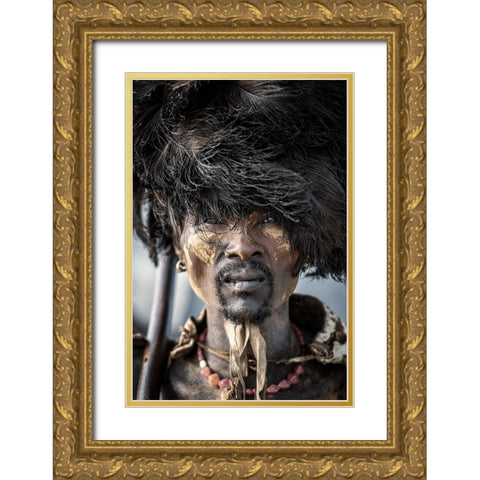 Dassenech man Gold Ornate Wood Framed Art Print with Double Matting by Cole, Trevor