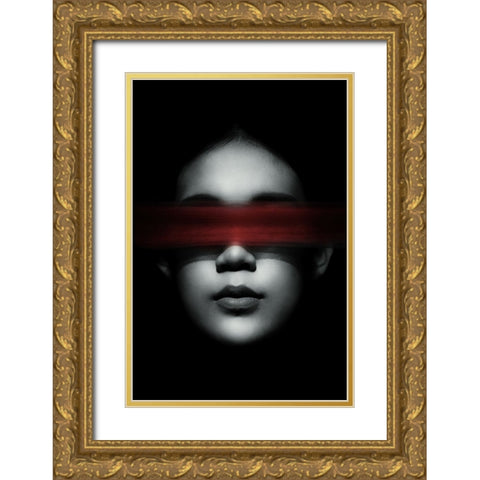 Blindfolded Gold Ornate Wood Framed Art Print with Double Matting by Sungkono, Heru