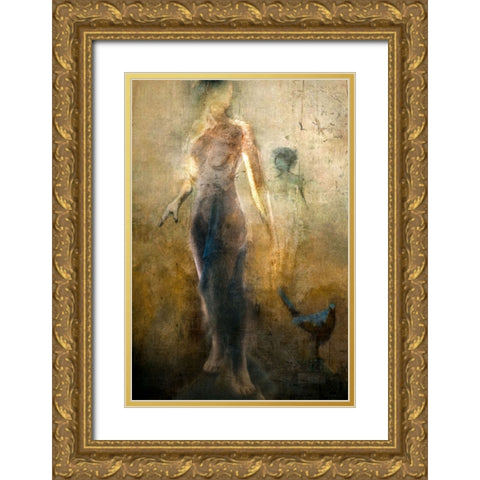 ....And All I See Are Strangers Faces.... Gold Ornate Wood Framed Art Print with Double Matting by Gerber, Charlaine