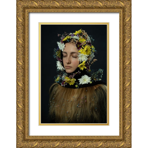 TOTAL FLOWERING Gold Ornate Wood Framed Art Print with Double Matting by Usmanova, Larisa