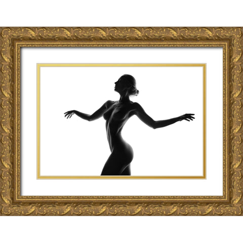 Silhouette Gold Ornate Wood Framed Art Print with Double Matting by Anton, Rostovskiy
