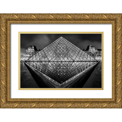 Luovre Paris Gold Ornate Wood Framed Art Print with Double Matting by Benmoshe, Kobi