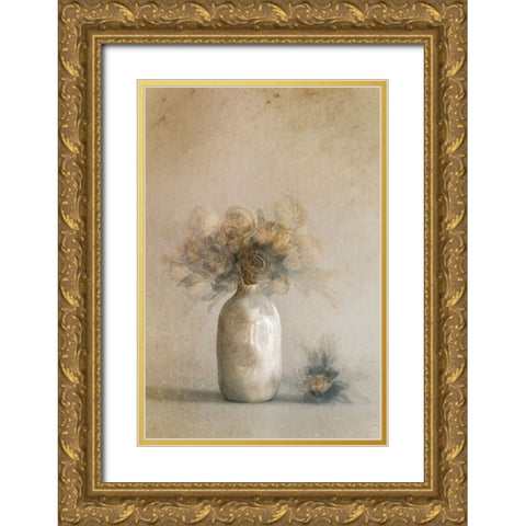 Fallen Leaves Gold Ornate Wood Framed Art Print with Double Matting by Kiral, Cicek