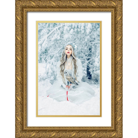 Snowmaiden Gold Ornate Wood Framed Art Print with Double Matting by Bolgov (Axe), Ruslan