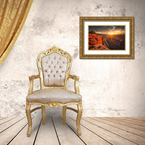 Sunrise Over The Grand Canyon Gold Ornate Wood Framed Art Print with Double Matting by Zheng, Michael