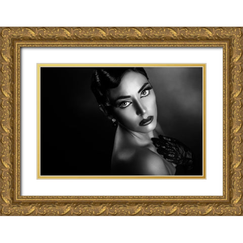 Rossella 3 Gold Ornate Wood Framed Art Print with Double Matting by Tambe, Peppe
