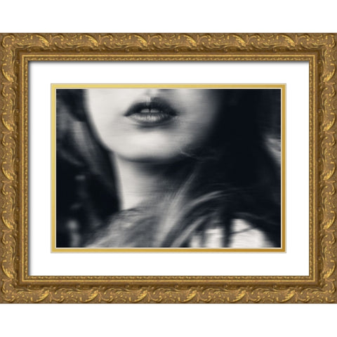 Your lips making everything strange Gold Ornate Wood Framed Art Print with Double Matting by Lagaa, Kahar