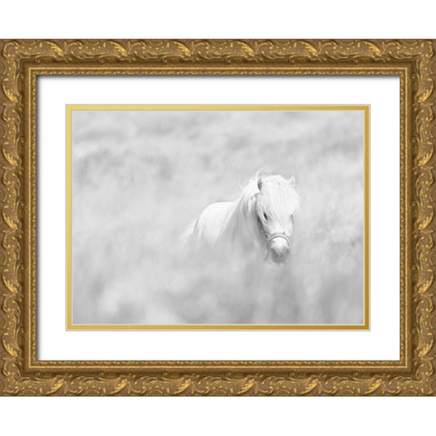 White Horse Gold Ornate Wood Framed Art Print with Double Matting by Paritskiy, Oles