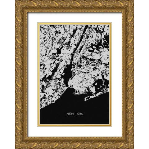 map_new york_002_black Gold Ornate Wood Framed Art Print with Double Matting by 1x Studio II