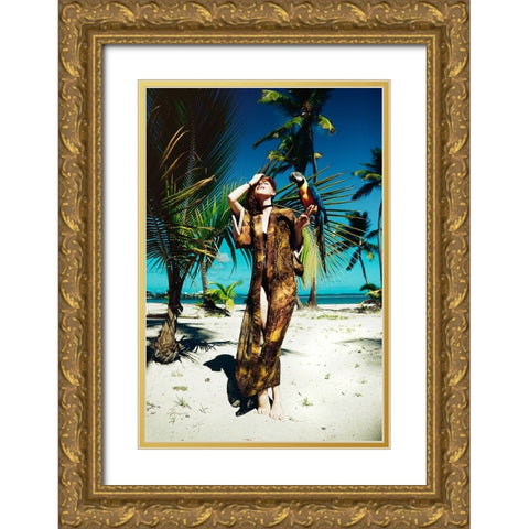 On A Treasure Island Gold Ornate Wood Framed Art Print with Double Matting by Bolgov (Axe), Ruslan