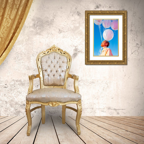 Head In The Clouds. Gold Ornate Wood Framed Art Print with Double Matting by Charley, William