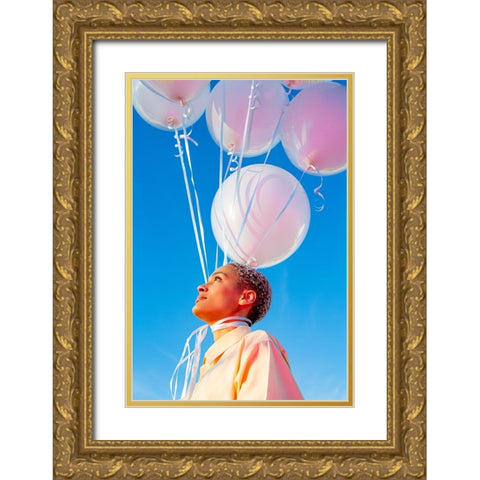 Head In The Clouds. Gold Ornate Wood Framed Art Print with Double Matting by Charley, William