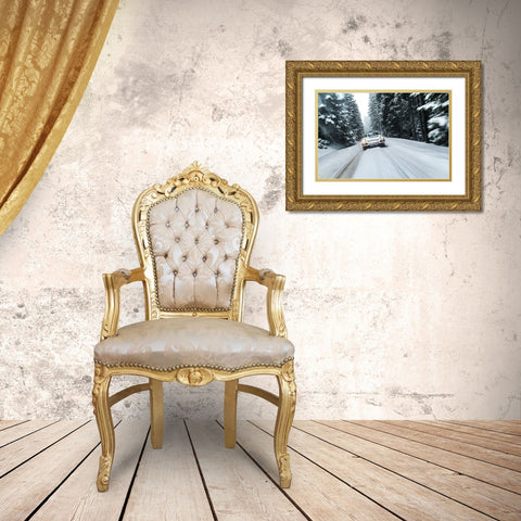 Old Porsche Gold Ornate Wood Framed Art Print with Double Matting by Flavius, Croitoriu