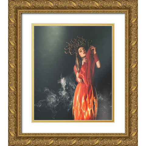 Medusa Gold Ornate Wood Framed Art Print with Double Matting by Ulfig Arps, Sandra