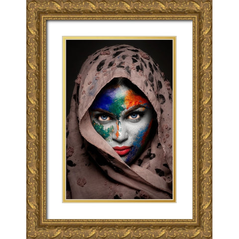 DUALISM Gold Ornate Wood Framed Art Print with Double Matting by Bhattacharyya, Partha