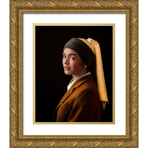 meisje met de parel Gold Ornate Wood Framed Art Print with Double Matting by Allmaier, Michael