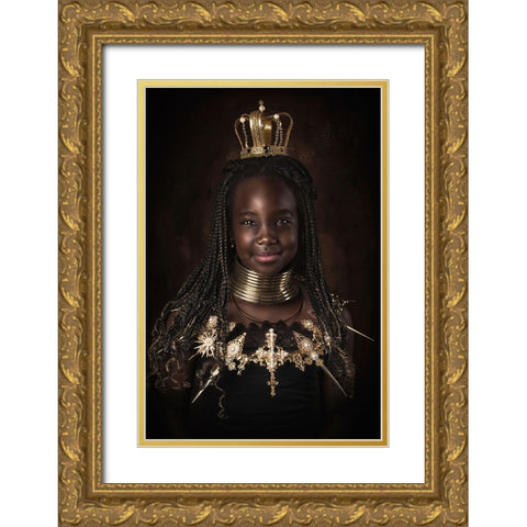 Golden Girl Gold Ornate Wood Framed Art Print with Double Matting by Kayen-Mouthaan, Carola