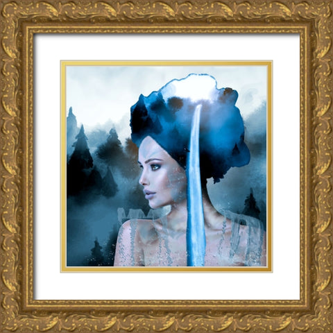 Waterfall Gold Ornate Wood Framed Art Print with Double Matting by Purplesunshine