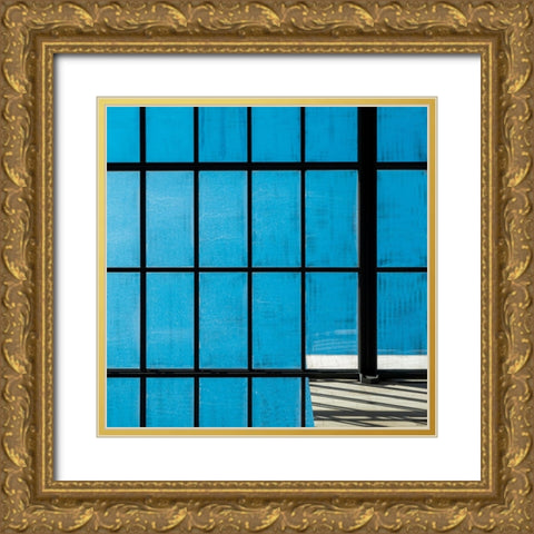 blue abstract Gold Ornate Wood Framed Art Print with Double Matting by Auerbach, Markus