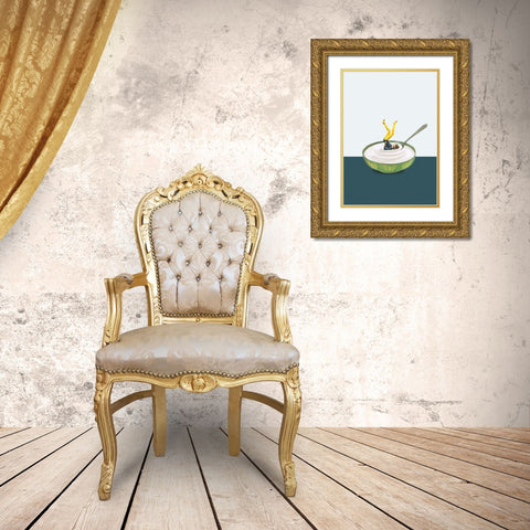 Yoga in my yogurt Gold Ornate Wood Framed Art Print with Double Matting by Leon, Maarten