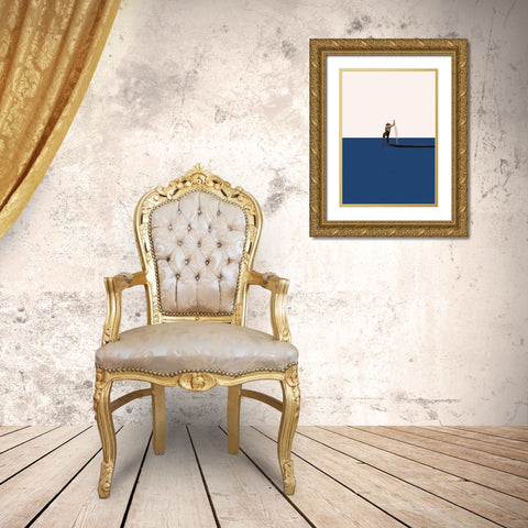 Fishing for compliments Gold Ornate Wood Framed Art Print with Double Matting by Leon, Maarten