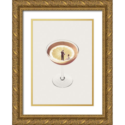 My drink needs a drink Gold Ornate Wood Framed Art Print with Double Matting by Leon, Maarten