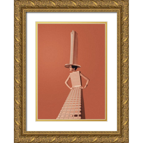 City girl Gold Ornate Wood Framed Art Print with Double Matting by Leon, Maarten