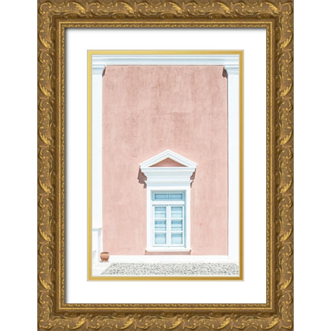 Pink Wall And A Pediment Gold Ornate Wood Framed Art Print with Double Matting by Wride, Linda