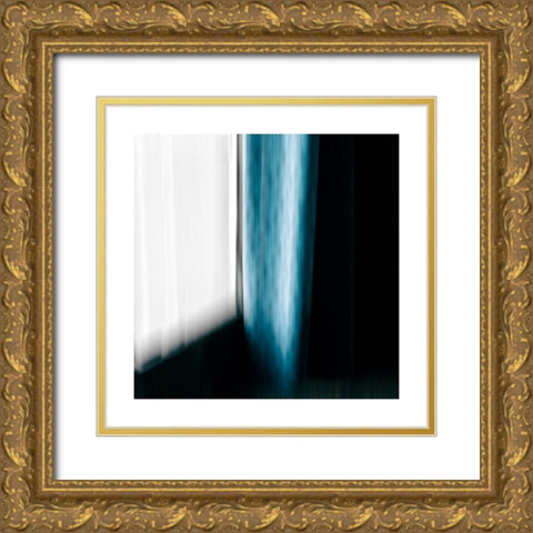 Blue window Gold Ornate Wood Framed Art Print with Double Matting by Masy, Jacques