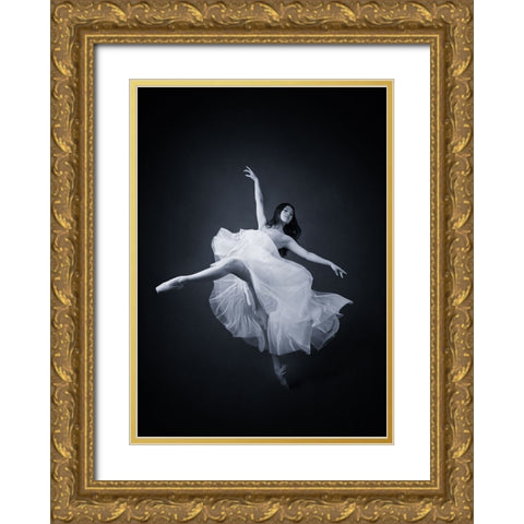 Flying Dance Gold Ornate Wood Framed Art Print with Double Matting by Meng, Mia