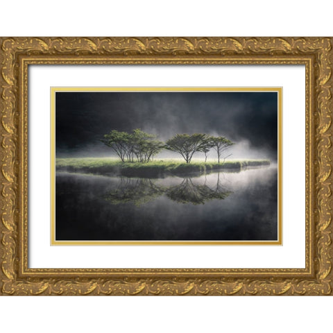 illuminate Gold Ornate Wood Framed Art Print with Double Matting by Nagase, Akira