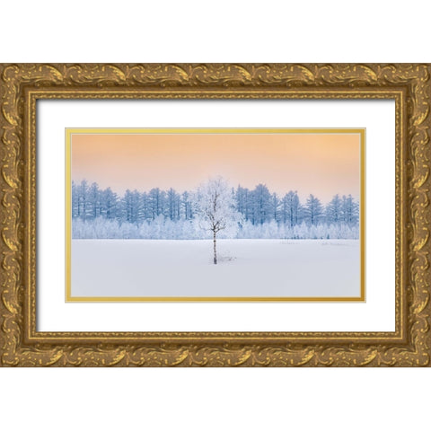 Guardian of the Angel Forest Gold Ornate Wood Framed Art Print with Double Matting by Sono, Hidenori