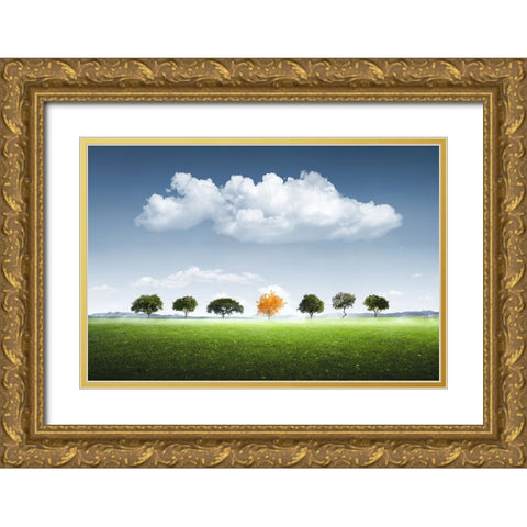 Seven Tree Gold Ornate Wood Framed Art Print with Double Matting by Hamiti, Bess