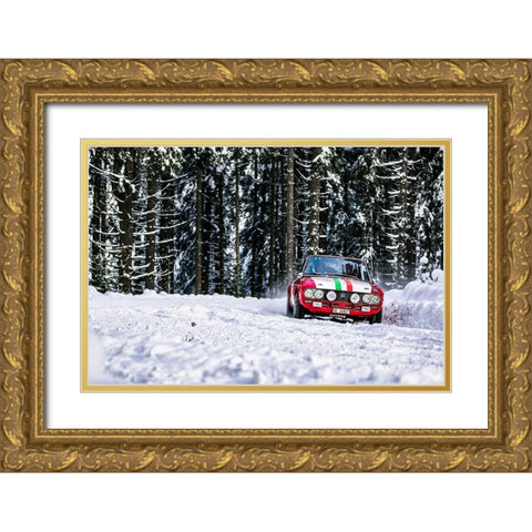 Lancia Fulvia Gold Ornate Wood Framed Art Print with Double Matting by Szabo, Attila