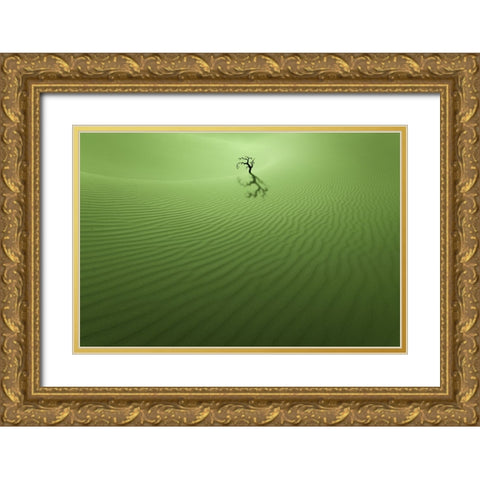 vitality Gold Ornate Wood Framed Art Print with Double Matting by Guan, Xiaopeng