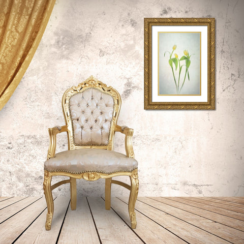 Yellow Tulips Gold Ornate Wood Framed Art Print with Double Matting by Jacobs, Lydia
