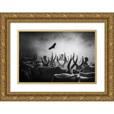 The Shadows Of Mundari Gold Ornate Wood Framed Art Print with Double Matting by Yosifov, Svetlin