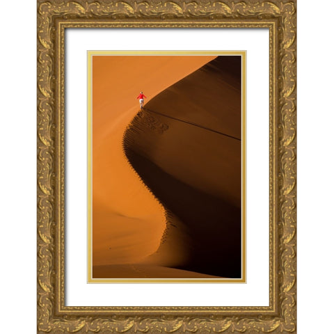 Sossusvlei Vlei In Namibia Gold Ornate Wood Framed Art Print with Double Matting by Jonsson, Mats
