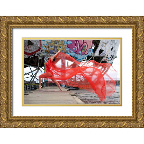 The Woman In The Storm Gold Ornate Wood Framed Art Print with Double Matting by Graf, James