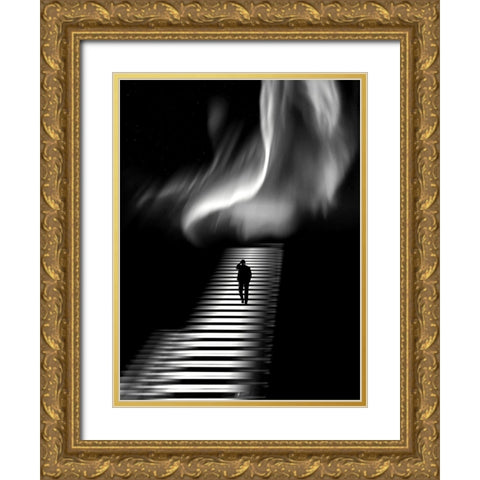 accanemm Gold Ornate Wood Framed Art Print with Double Matting by Lammakmak