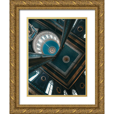 Hamidiye YApldApz Mosque Gold Ornate Wood Framed Art Print with Double Matting by Abdulbari, Noureddin