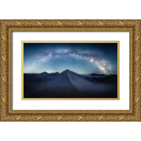 Desert Starry Sky Gold Ornate Wood Framed Art Print with Double Matting by Cui, Yuan
