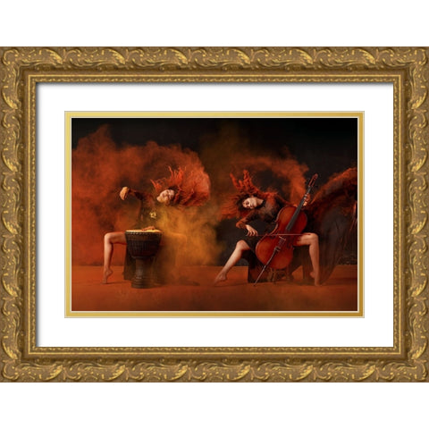 Brisk Music Gold Ornate Wood Framed Art Print with Double Matting by Adhisuria, Rubby