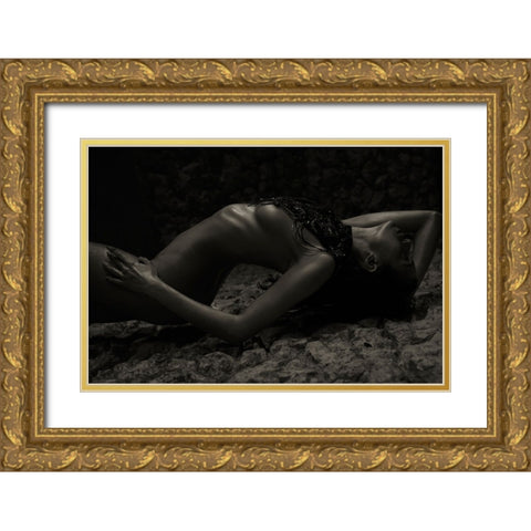 Joallle Dark Gold Ornate Wood Framed Art Print with Double Matting by L. Bardaji, Rafael
