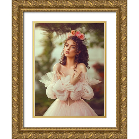 Spring Gold Ornate Wood Framed Art Print with Double Matting by Fedur, Adalia