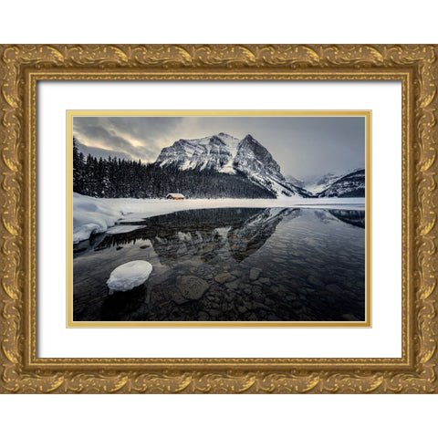 Winter wonderland Gold Ornate Wood Framed Art Print with Double Matting by P., Ruiqing
