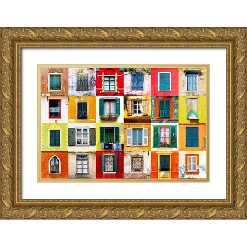 Twenty Four Windows Gold Ornate Wood Framed Art Print with Double Matting by Shrayer, Igor